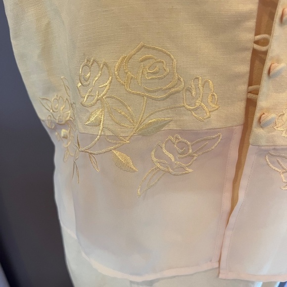 Worthington Yellow two -piece linen blend embroidered maxi dress , Size 12 - Picture 9 of 15